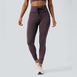 Halara High Waisted Striped Yoga Leggings with Pockets Size M